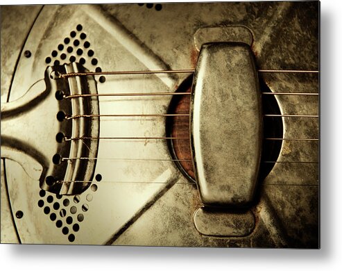 Music Metal Print featuring the photograph Resonator Guitar #3 by Bns124