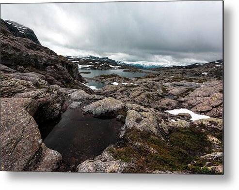 Landscape Metal Print featuring the photograph Typical Norwegian Landscape With Snowy #3 by Ivan Kmit
