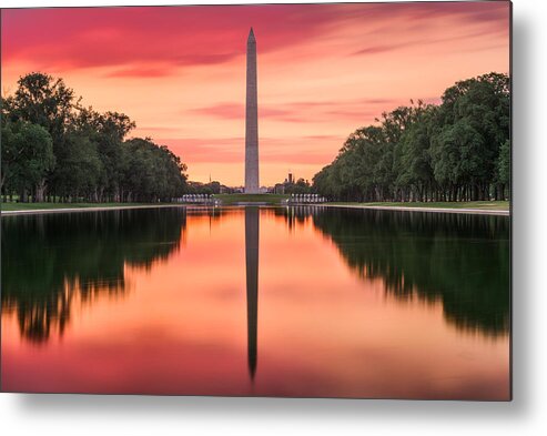 Scenic Metal Print featuring the photograph Washington Dc At The Reflecting Pool #3 by Sean Pavone