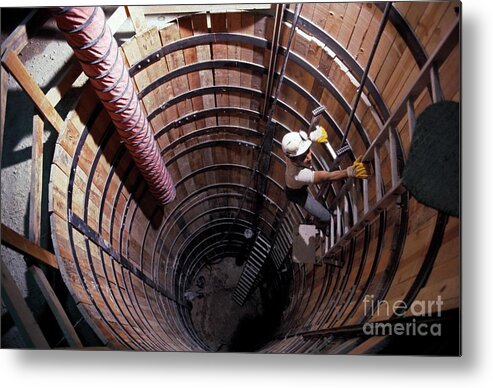 Access Shaft Metal Print featuring the photograph Metro Train Tunnel Construction #34 by Patrick Landmann/science Photo Library
