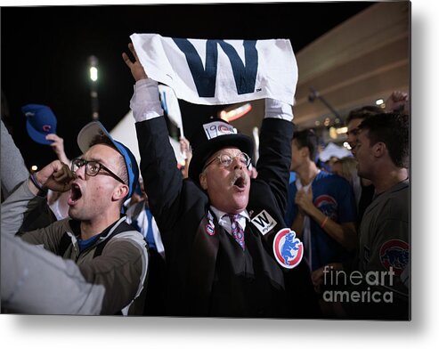 Celebration Metal Print featuring the photograph Cleveland Indians Fans Gather To The by Justin Merriman