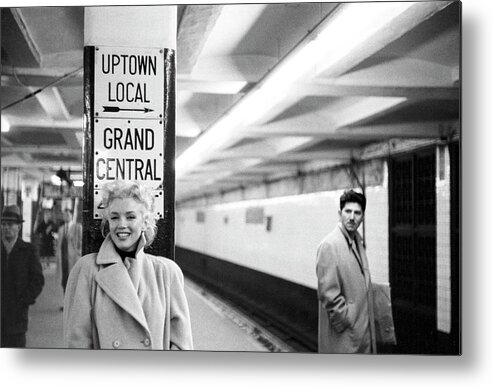 1950-1959 Metal Print featuring the photograph Marilyn In Grand Central Station #4 by Michael Ochs Archives