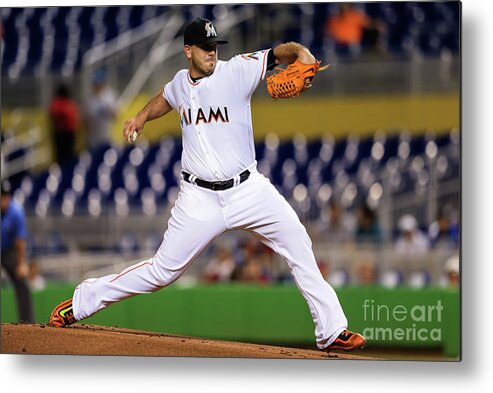 People Metal Print featuring the photograph Washington Nationals V Miami Marlins by Rob Foldy