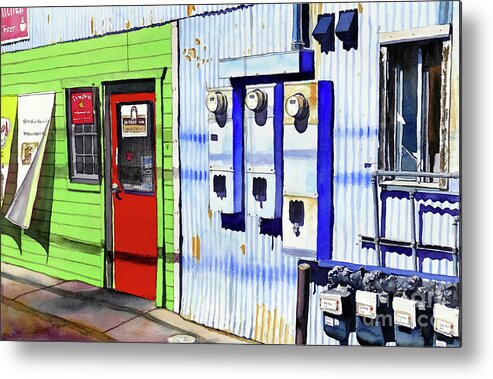 Kim's Country Kitchen Metal Print featuring the painting #404  Red Door #404 by William Lum