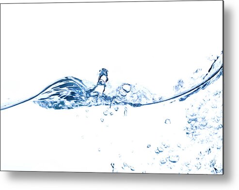 Sparse Metal Print featuring the photograph Clear Blue Water Splashing, Ripples And #5 by Pixedeli
