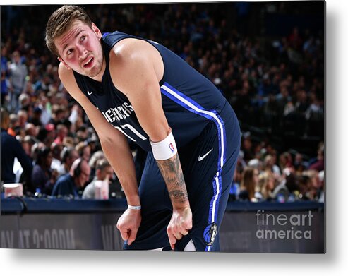 Luka Doncic Metal Print featuring the photograph Cleveland Cavaliers V Dallas Mavericks by Glenn James