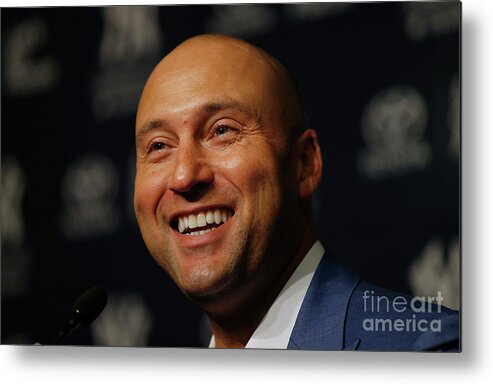 People Metal Print featuring the photograph Derek Jeter Ceremony #5 by Rich Schultz