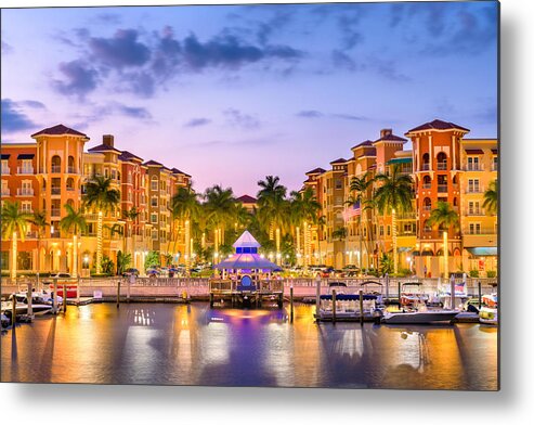 Landscape Metal Print featuring the photograph Naples, Florida, Usa Downtown Skyline #5 by Sean Pavone