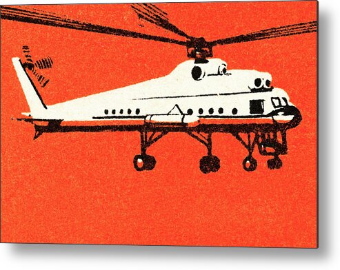 Air Travel Metal Poster featuring the drawing Helicopter #6 by CSA Images