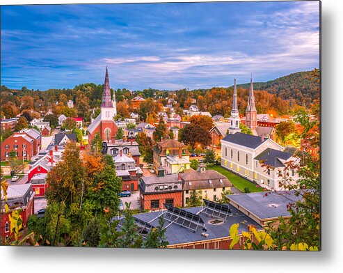 Sea Metal Print featuring the photograph Montpelier, Vermont, Usa Town Skyline #6 by Sean Pavone