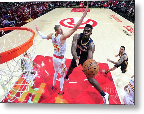 Zion Williamson Metal Print featuring the photograph New Orleans Pelicans V Atlanta Hawks by Scott Cunningham
