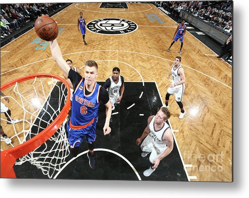 Nba Pro Basketball Metal Print featuring the photograph New York Knicks V Brooklyn Nets by Nathaniel S. Butler