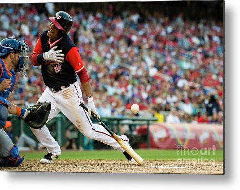 People Metal Print featuring the photograph New York Mets V Washington Nationals by Patrick Mcdermott