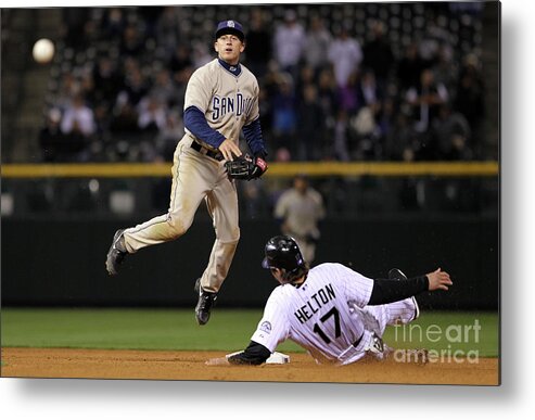 Double Play Metal Print featuring the photograph San Diego Padres V Colorado Rockies by Doug Pensinger