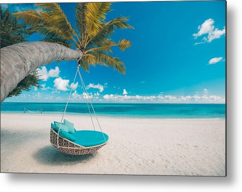 Landscape Metal Print featuring the photograph Tropical Beach Background As Summer #64 by Levente Bodo