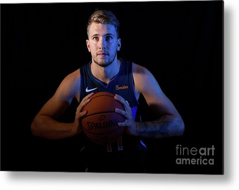 Luka Doncic Metal Print featuring the photograph 2018 Nba Rookie Photo Shoot #7 by Brian Babineau