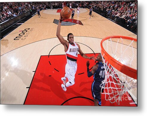 Maurice Harkless Metal Print featuring the photograph Dallas Mavericks V Portland Trail #8 by Sam Forencich