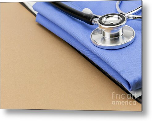 Book Metal Print featuring the photograph Stethoscope Next To A Book #8 by Digicomphoto/science Photo Library