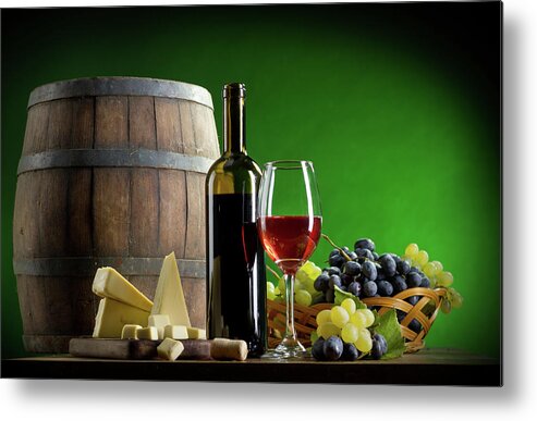 Cheese Metal Print featuring the photograph Red Wine Composition #9 by Valentinrussanov