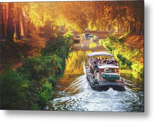 Toulouse Metal Print featuring the photograph A Boat Trip on Canal de Brienne Toulouse France by Carol Japp