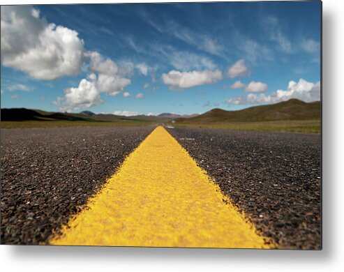 Tranquility Metal Print featuring the photograph A Strip Of Asphalt Into Thin Air by Stefano Zuliani Photo