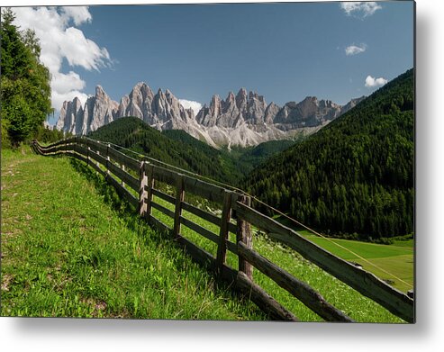Blue Metal Print featuring the photograph A View Of Odle Group Mountain by Sergio Pitamitz
