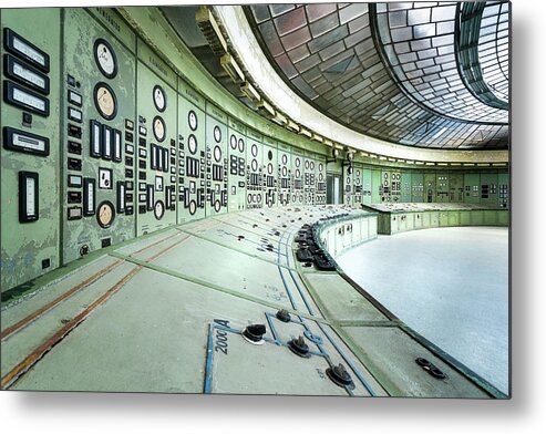 Urban Metal Print featuring the photograph Abandoned Art Deco Control Room by Roman Robroek