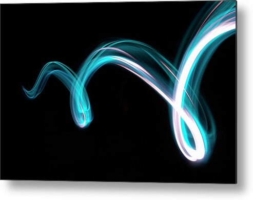 Black Background Metal Print featuring the photograph Abstract Blue Light by John Rensten