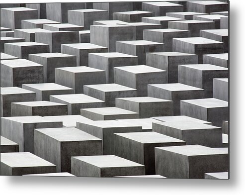 Monument To The Murdered Jews Of Europe Metal Print featuring the photograph Abstract Concrete Blocks At The Jewish by David Clapp