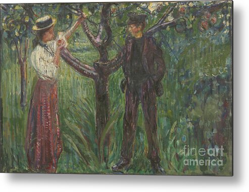 Oil Painting Metal Print featuring the drawing Adam And Eve 1909 by Heritage Images