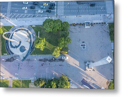 Detroit Metal Print featuring the photograph Aerial photo Hart Plaza Detroit by John McGraw