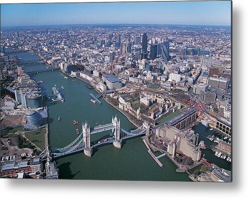 Gla Building Metal Print featuring the photograph Aerial View Of The River Thames And The by Andrew Holt