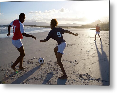 Shadow Metal Print featuring the photograph African Children Playing Football by Alistair Berg