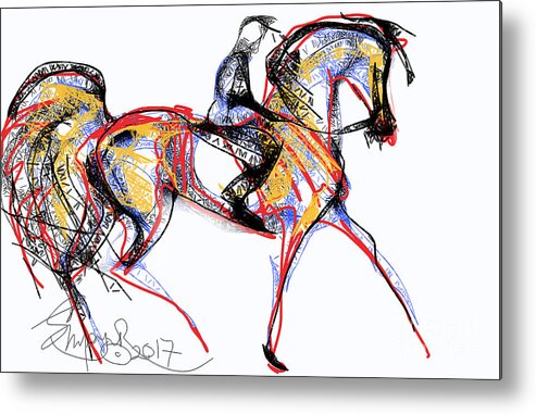 Contemporary Horse Painting Metal Print featuring the digital art After the Derby by Stacey Mayer