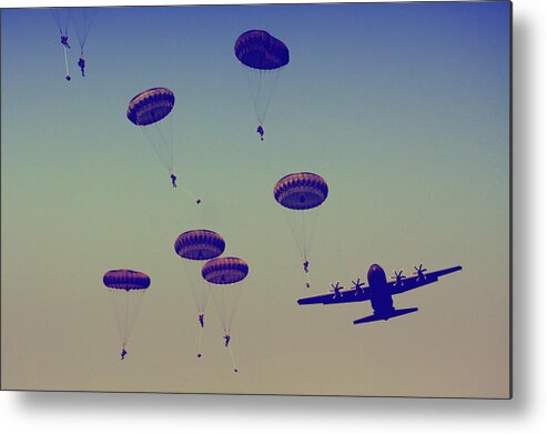 Parachuting Metal Print featuring the photograph Airborne by Kees Smans