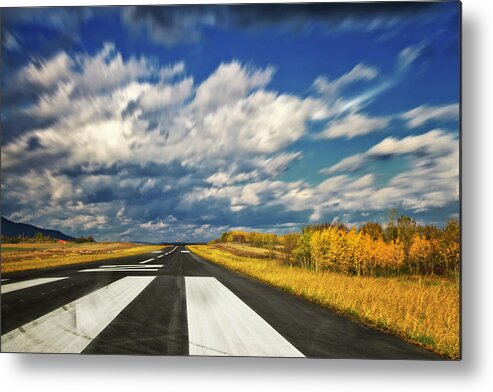 Tranquility Metal Print featuring the photograph Airport Runway - Before Takeoff by Raqeebul Ketan