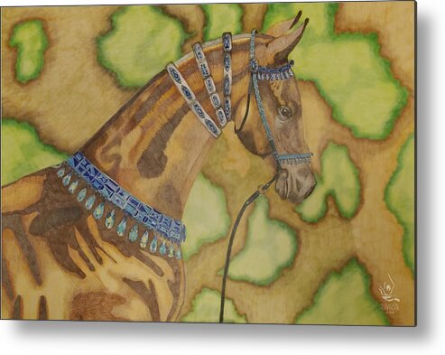 Akhal-teke Horse Metal Print featuring the drawing Akhal-Teke Sacred Horse of the Desert by Equus Artisan
