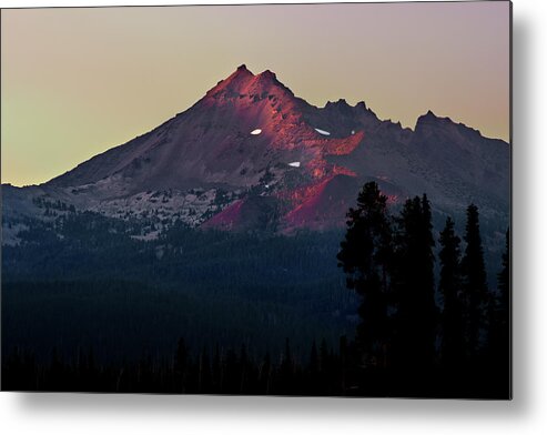 Alpineglow Metal Print featuring the photograph Alpineglow on Broken Top Mountain in the Three Sisters Wilderness of Oregon by Scenic Edge Photography