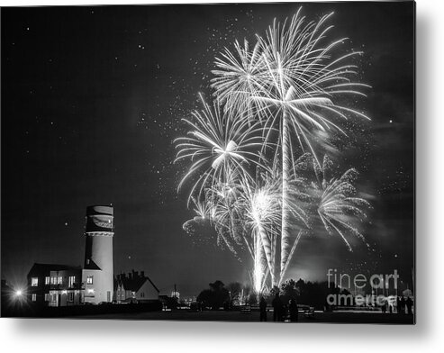Norfolk Metal Print featuring the photograph Norfolk lighthouse and fireworks by Simon Bratt