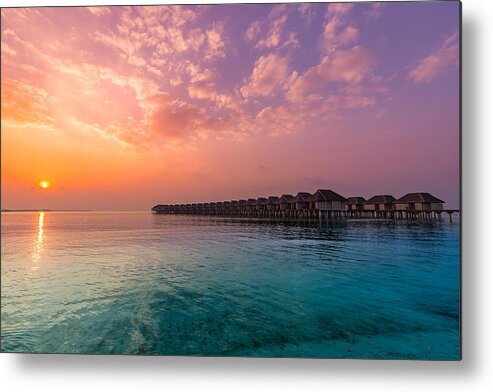 Landscape Metal Print featuring the photograph Amazing Sunset Sky And Reflection by Levente Bodo