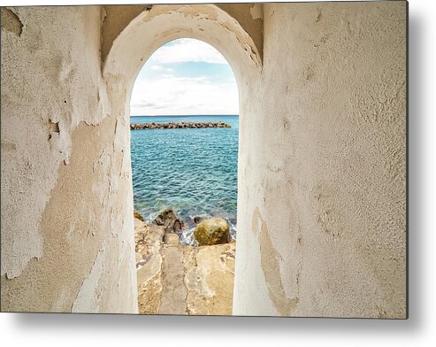 Italy Metal Print featuring the photograph Ancient Door To Sea by Vivida Photo PC