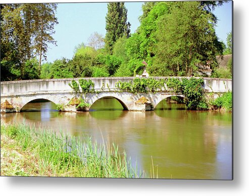 Arch Metal Print featuring the photograph Arch Bridge Over A River, Montresor by Medioimages/photodisc