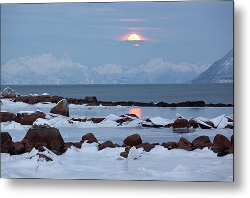 Tromso Metal Print featuring the photograph Arctic Moonset by Antonyspencer