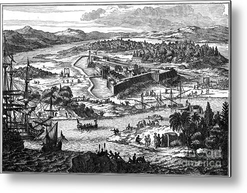 Engraving Metal Print featuring the drawing Arx Carolina, The Ancient Fortified by Print Collector