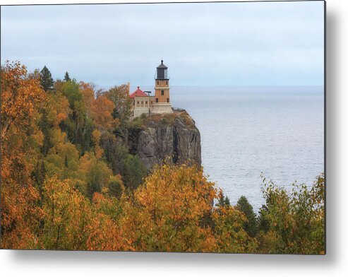 Lighthouse Metal Print featuring the photograph Autumn at Split Rock Lighthouse by Susan Rissi Tregoning