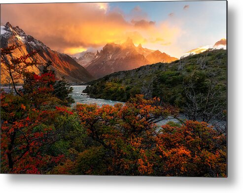 Torres Del Paine Metal Print featuring the photograph Autumn Explosion by Ye Naing Wynn