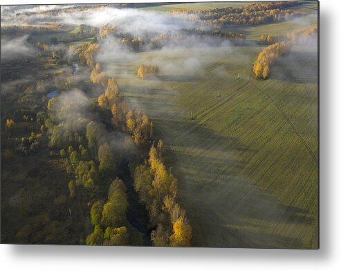 Drone Metal Print featuring the photograph Autumn Fogs by Dmitry Doronin