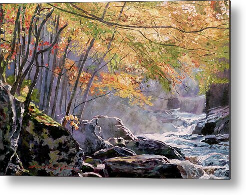 Landscape Metal Print featuring the painting Autumn Glen by David Lloyd Glover