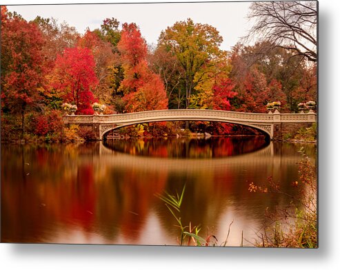Bridge Metal Print featuring the photograph Autumn In Central Park by Ariel Ling