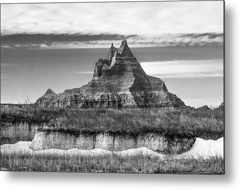 Badlands National Park Metal Print featuring the photograph Badlands 0530 Black and White by Scott Meyer